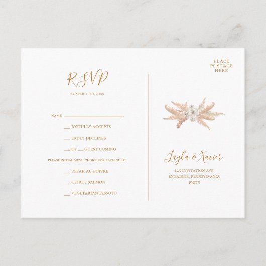 Boho Botanical | Stusty Roos Menu RSVP Briefkaart (Achterkant)