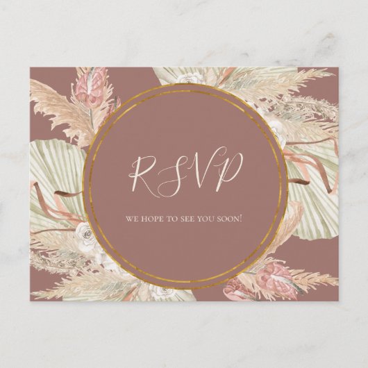 Boho Botanical | Stusty Roos Menu RSVP Briefkaart (Voorkant)