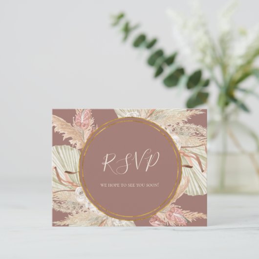 Boho Botanical | Stusty Roos Menu RSVP Briefkaart (Staand voorkant)