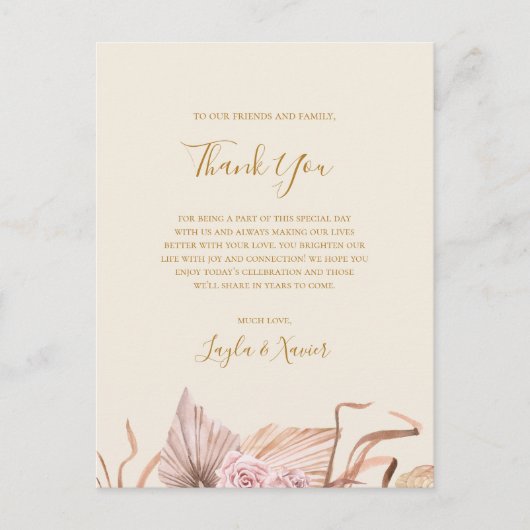 Boho Botanical | Topkaart - Hartelijk dank Briefkaart (Voorkant)