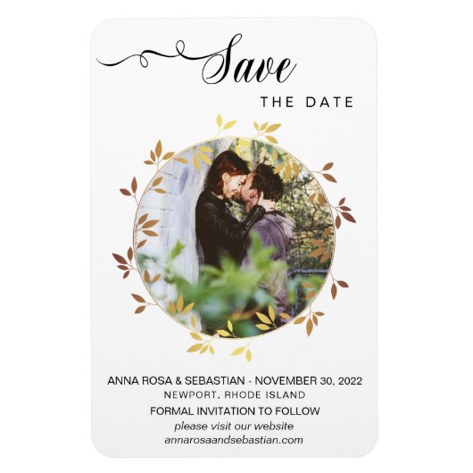 *~* Boho Botanical Wedding FOTO Save the Date Magneet (Verticaal)