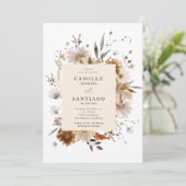 Boho Botanical Wedding Invitation Kaart (Staand voorkant)
