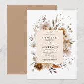 Boho Botanical Wedding Invitation Kaart (Voorkant / Achterkant)