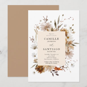 Boho Botanical Wedding Invitation Kaart