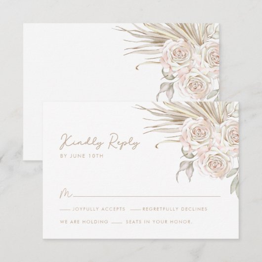 Boho Botanical Wedding RSVP Kaartje (Voorkant / Achterkant)