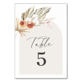Boho Botanical Wedding Table Number Kaart