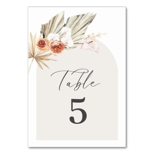 Boho Botanical Wedding Table Number Kaart (Voorkant)