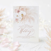 Boho Botanical White Orchids Pampas Grass Wedding Kaart