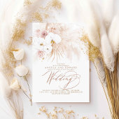 Boho Botanical White Orchids Pampas Grass Wedding Kaart