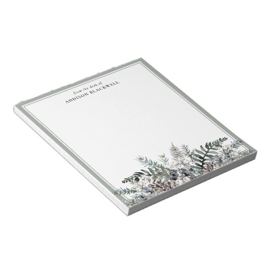 Boho Botanical Winter Name Sjabloon Notepad Notitieblok (Schuin)