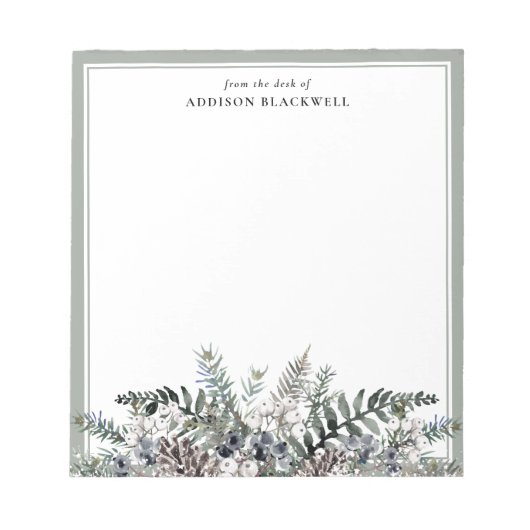 Boho Botanical Winter Name Sjabloon Notepad Notitieblok (Voorkant)