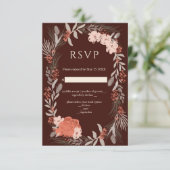 Boho botanicals Brown en Cream Wedding RSVP Kaart (Staand voorkant)