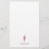 Boho Botanicals Burgundy Wedding Menu Kaart (Achterkant)