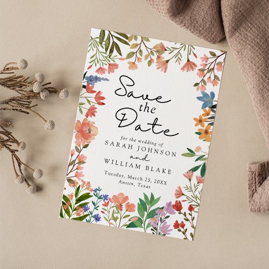 Boho Botanicals: Een Waterverf tuin van wilde bloe Save The Date