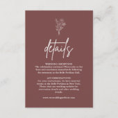 Boho Botanicals Mauve Wedding Details Informatiekaartje (Voorkant)