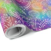 Boho Botanicals Paarse Haze Batik Stijl Cadeaupapier (Rol Hoek)