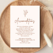 Boho Botanicals Terracotta Wedding Accommodations Informatiekaartje