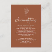 Boho Botanicals Terracotta Wedding Accommodations Informatiekaartje (Voorkant)