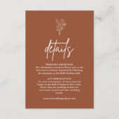 Boho Botanicals Terracotta Wedding Details Informatiekaartje (Voorkant)