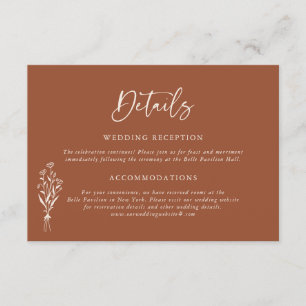 Boho Botanicals Terracotta Wedding Details Informatiekaartje