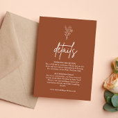 Boho Botanicals Terracotta Wedding Details Informatiekaartje