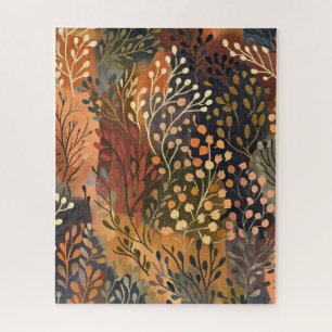 Boho Botanisch Aards Bloemmotief Legpuzzel