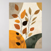 Boho Botanisch Abstract Blad Neutrale Aardtint Poster (Voorkant)