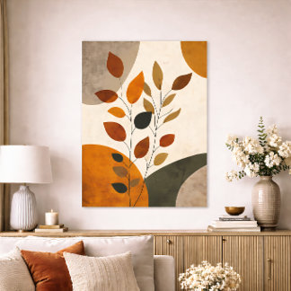 Boho Botanisch Abstract Blad Neutrale Aardtint Poster