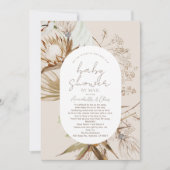 Boho Botanisch Beige Baby shower per post Kaart (Voorkant)