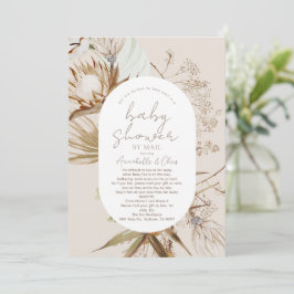 Boho Botanisch Beige Baby shower per post Kaart