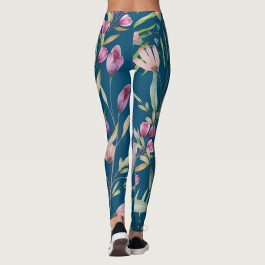 Boho botanisch fashionisch zomerpatroon leggings (Achterkant)