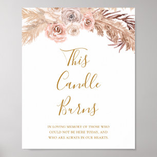 Boho Botanisch   Ivoor Deze Kaars Brandt Trouwfees Poster
