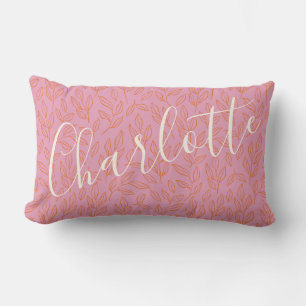 Boho Botanisch Leaf Patroon in Roze Gepersonalisee Kussen