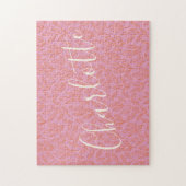 Boho Botanisch Leaf Patroon in Roze Gepersonalisee Legpuzzel (Verticaal)