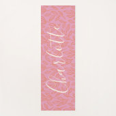 Boho Botanisch Leaf Patroon in Roze Gepersonalisee Yogamat (Voorkant)