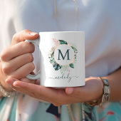 Boho Botanisch Monogram - Groen - Wit Koffiemok