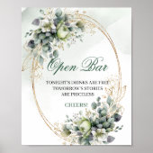 Boho Botanisch Open Bar Bord Dusty Green 8x10 Poster (Voorkant)