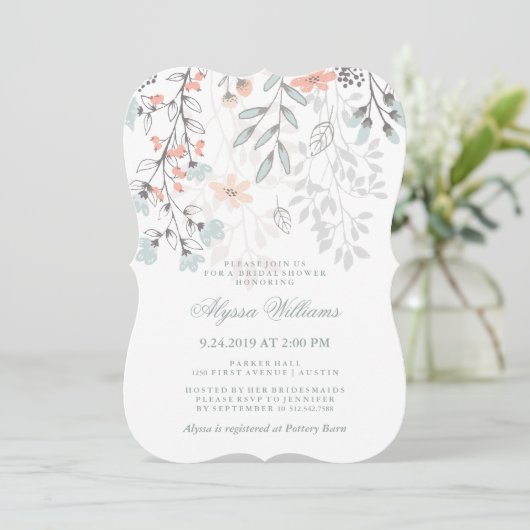 Boho Botanisch Rustiek Vrijgezellenfeest Koraal en Kaart (Staand voorkant)