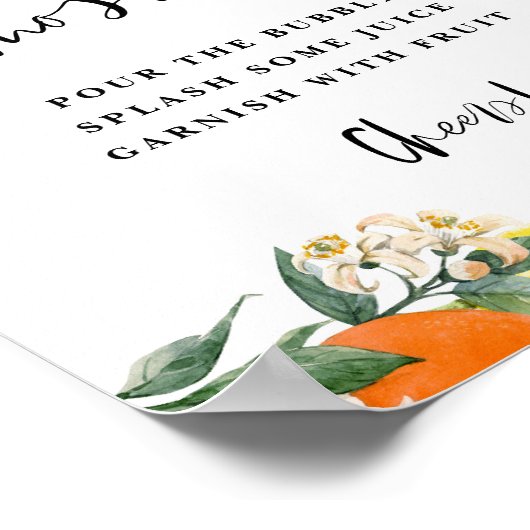 Boho Botanisch Sinaasappel en Lemon Mimosa Bar Poster (Hoek)