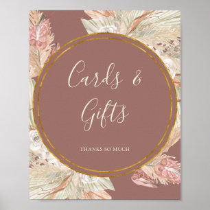 Boho Botanisch   Stof Roze Kaarten en Cadeaus Bord Poster