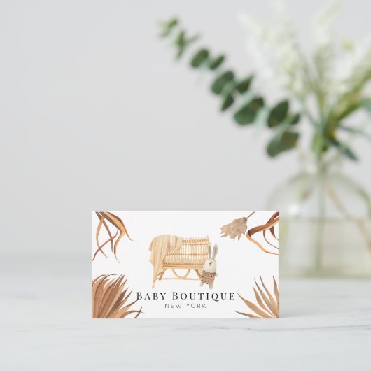 Boho Botanisch Wieg Baby Boutique Social Media Bu Visitekaartje (Staand voorkant)