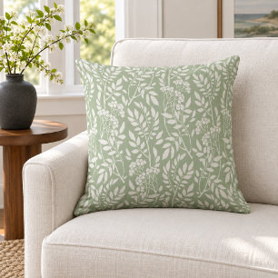 Boho Botanisch Wit Bladwerk Salie Groen Kussen