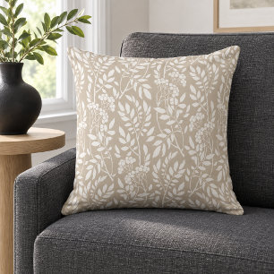 Boho Botanisch Wit Loof Beige Kussen