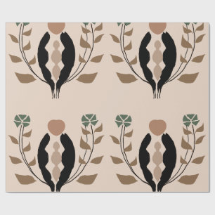 Boho Botanische Aardse Vrouwelijke Natuur Patroon Cadeaupapier