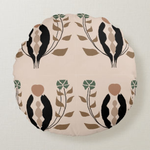 Boho Botanische Aardse Vrouwelijke Natuur Patroon Rond Kussen