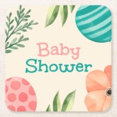 Boho Botanische Baby Shower Kartonnen Onderzetters (Voorkant)