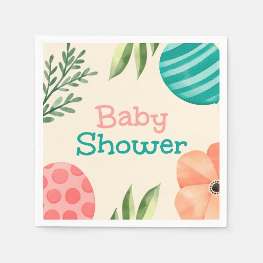 Boho Botanische Babyborrel Servet (Voorkant)