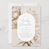 Boho Botanische Beige Baby shower Kaart (Voorkant)
