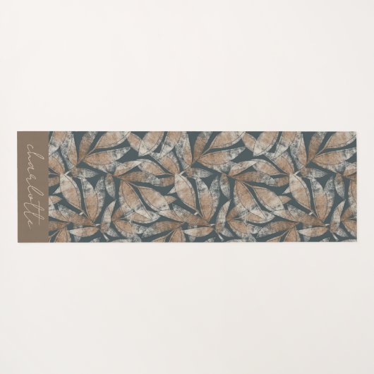 Boho Botanische bladeren gepersonaliseerd Yogamat (Achterkant (horizontaal))