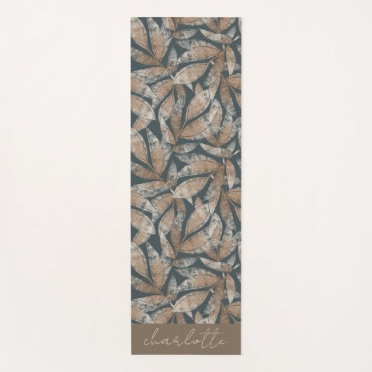 Boho Botanische bladeren gepersonaliseerd Yogamat (Voorkant)